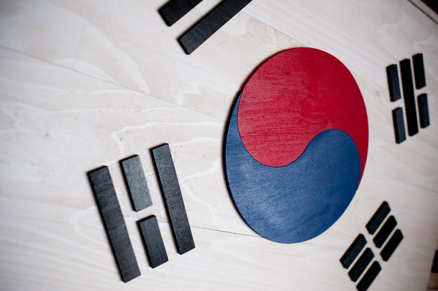 South Korea Wood Flag