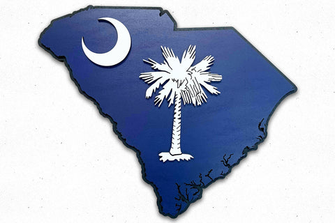 South Carolina State Shape Wooden Flag by Patriot Wood