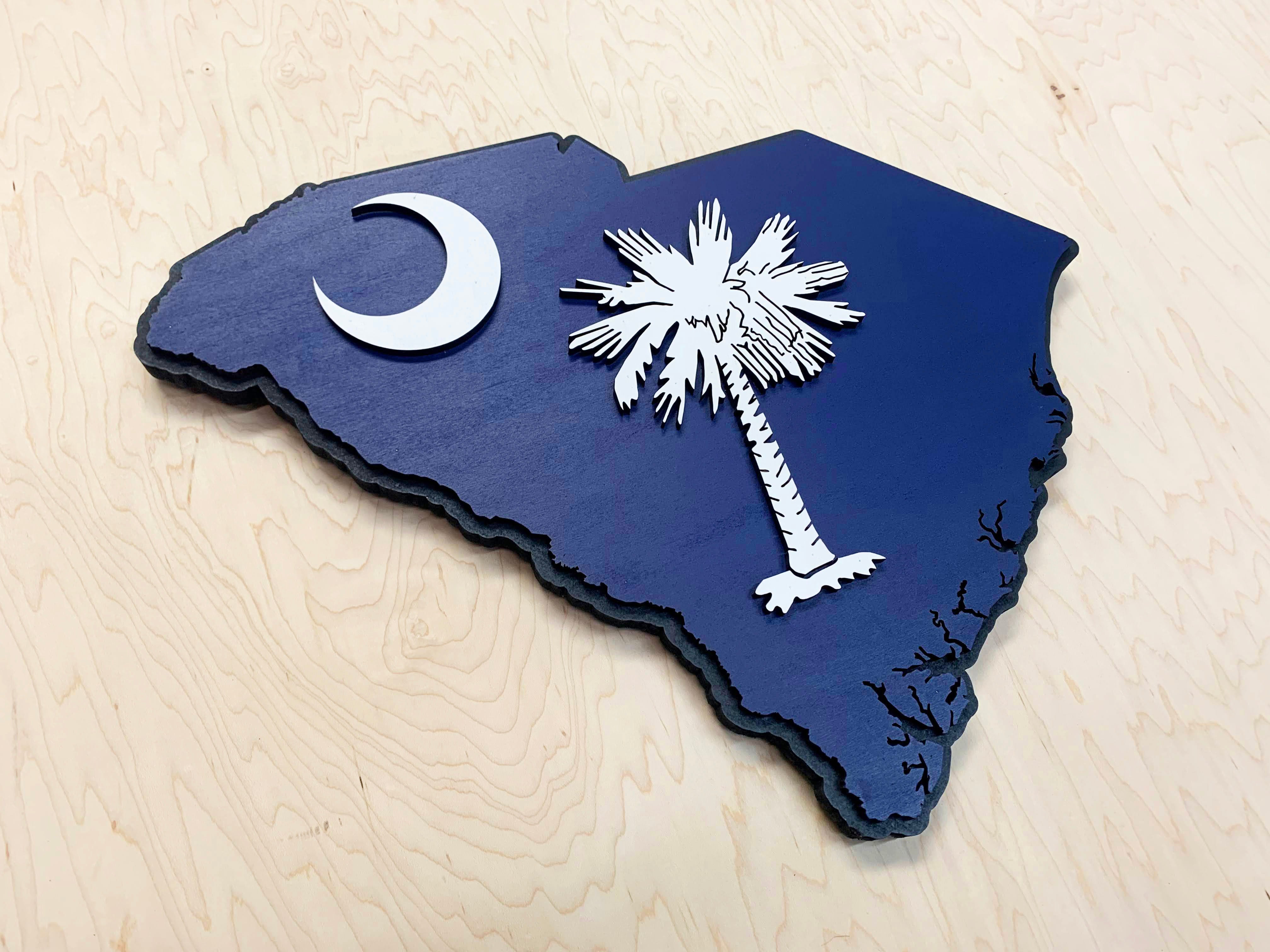 South Carolina State Shape Wooden Flag by Patriot Wood