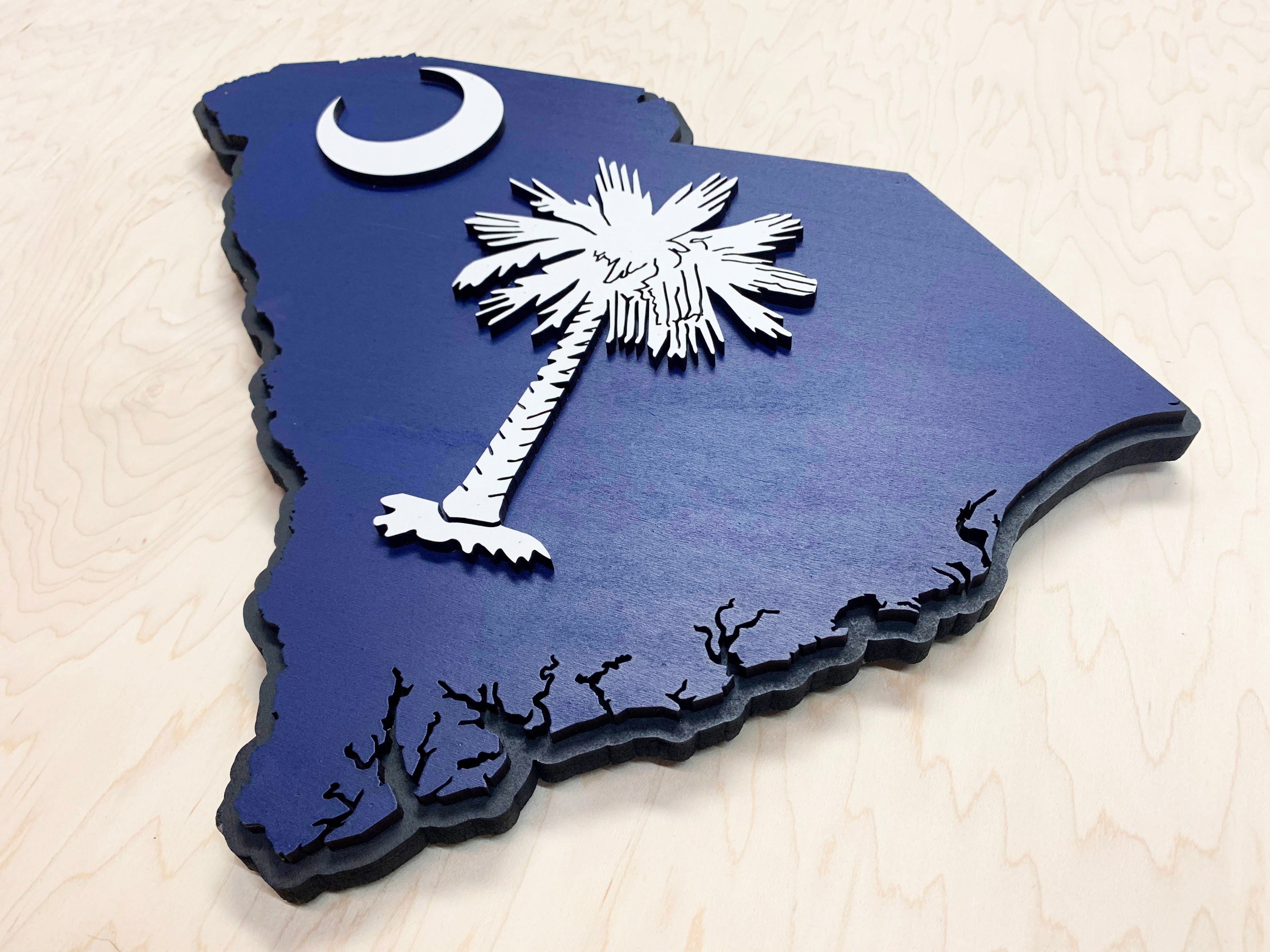 South Carolina State Shape Wooden Flag by Patriot Wood