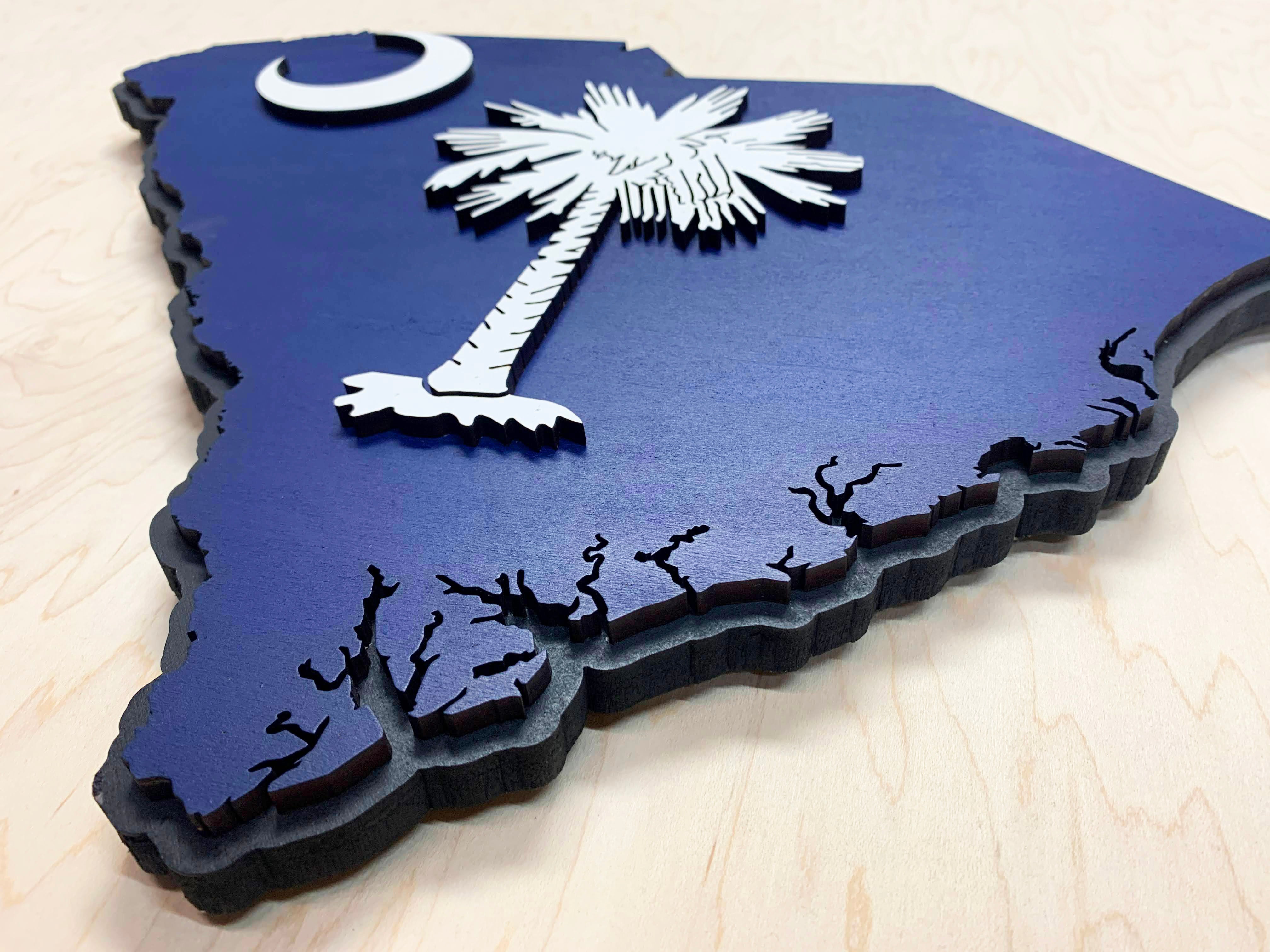 South Carolina State Shape Wooden Flag by Patriot Wood