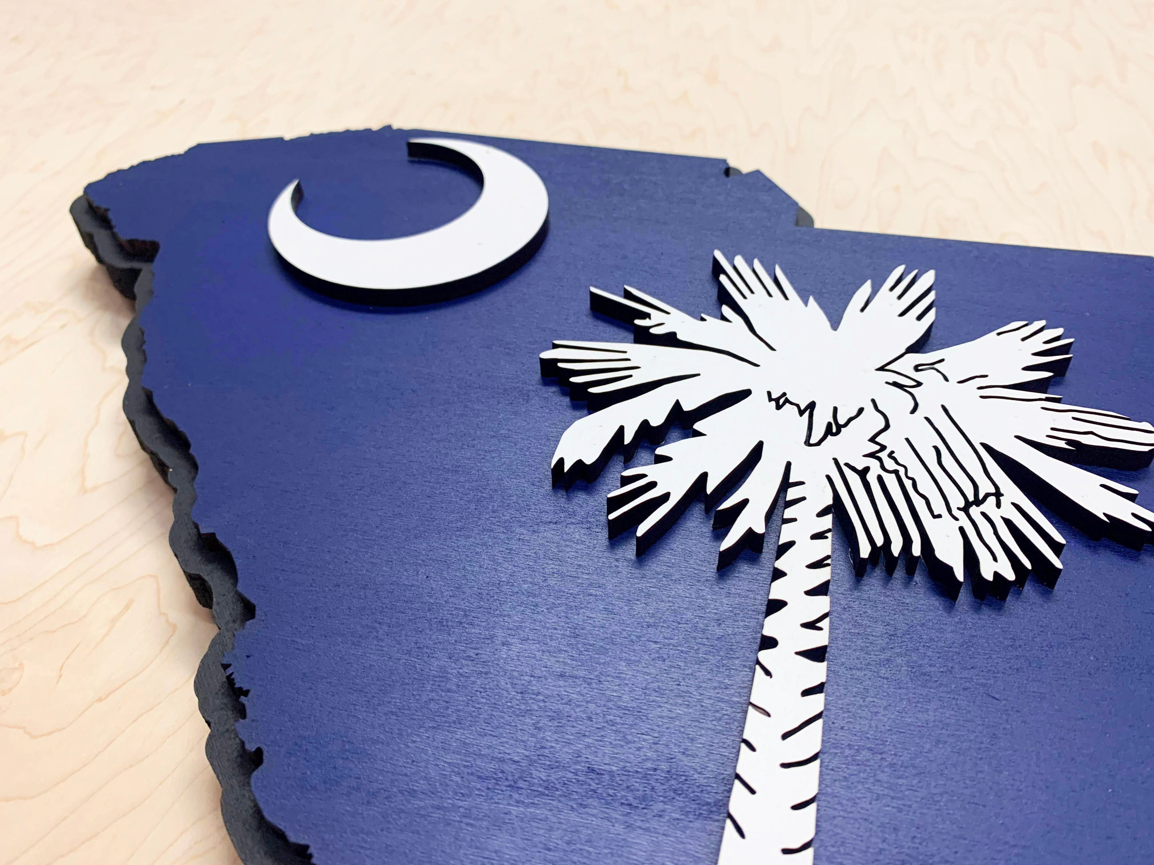 South Carolina State Shape Wooden Flag by Patriot Wood