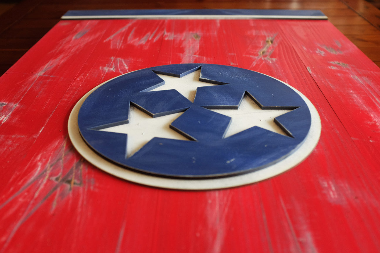 Tennessee Wood Flag in vintage finish handmade by Patriot Wood