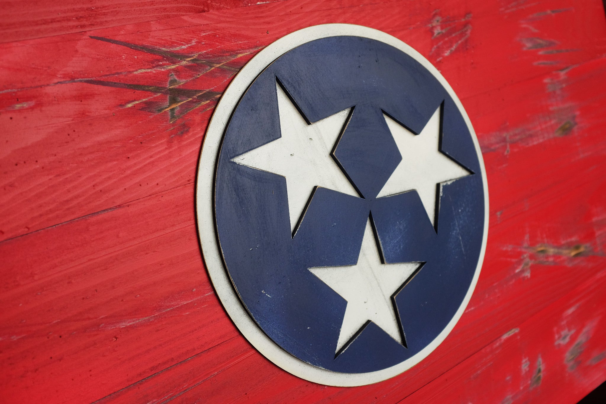 Tennessee Wood Flag in vintage finish handmade by Patriot Wood
