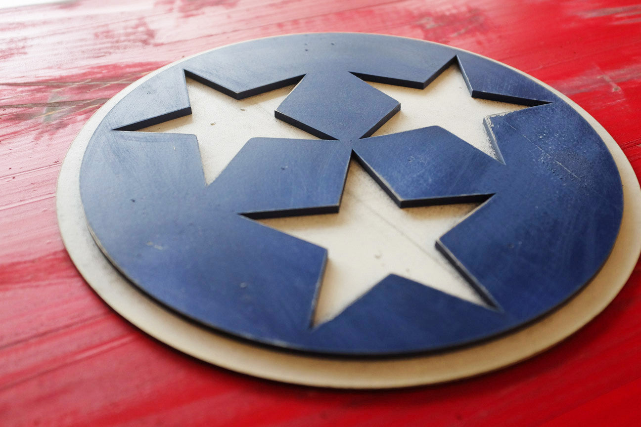 Tennessee Wood Flag in vintage finish handmade by Patriot Wood