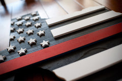 Thin Red Line Texas Wooden Flag by Patriot Wood