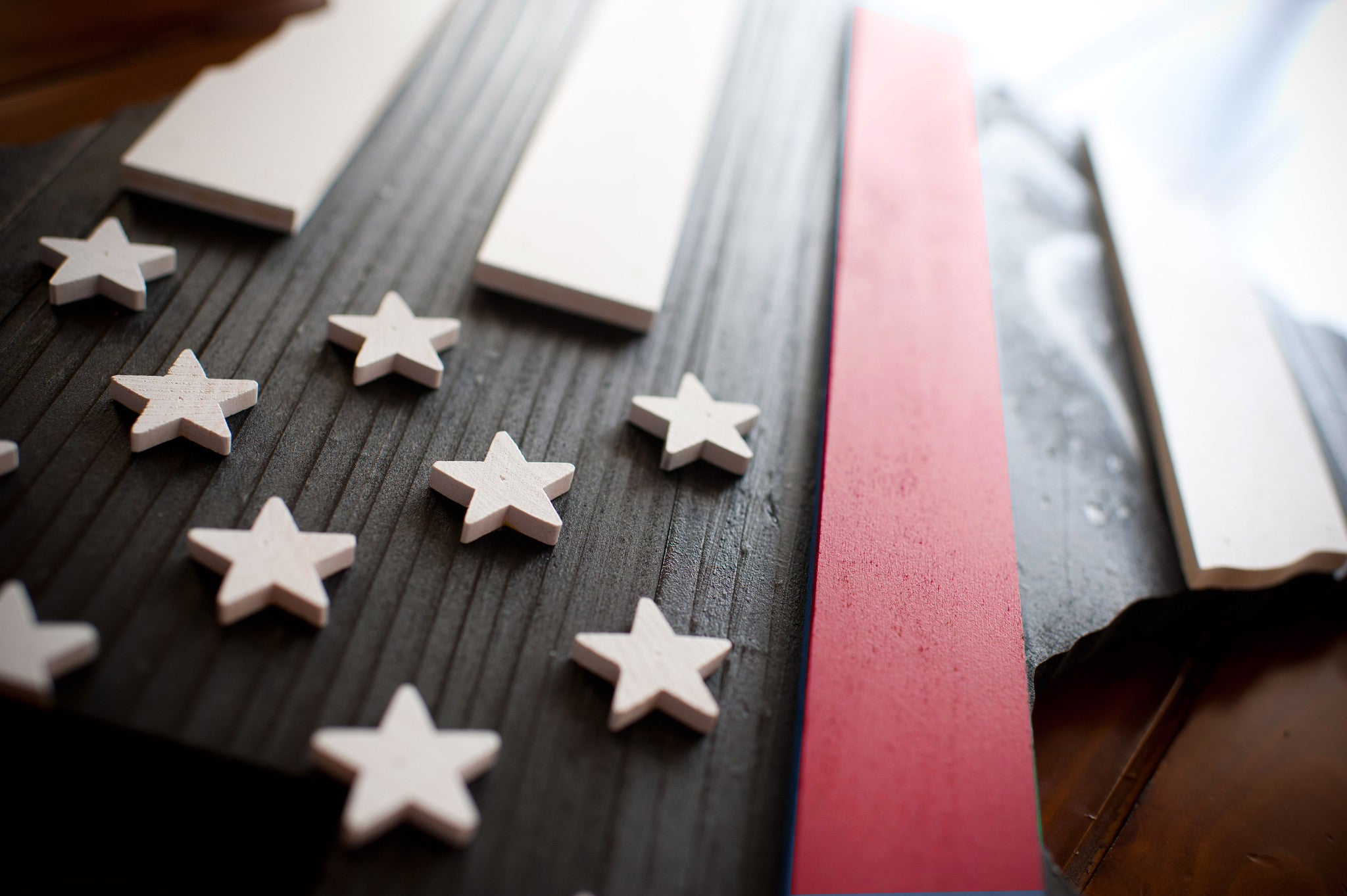 Thin Red Line Texas Wooden Flag by Patriot Wood