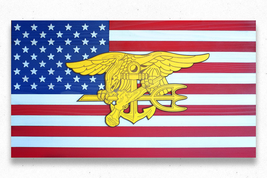 Navy Seals USA Wood Flag
