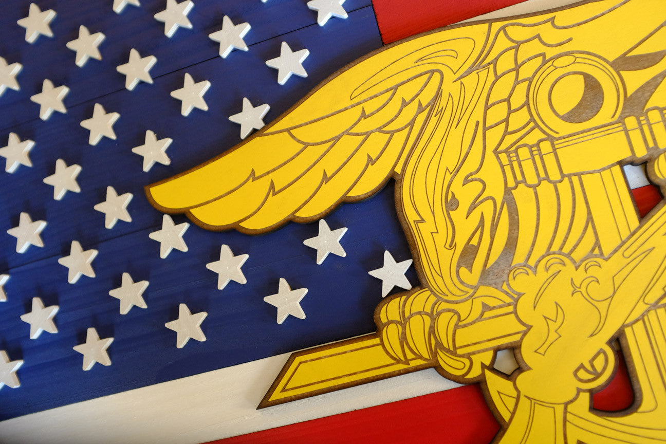 Navy Seals USA Wood Flag