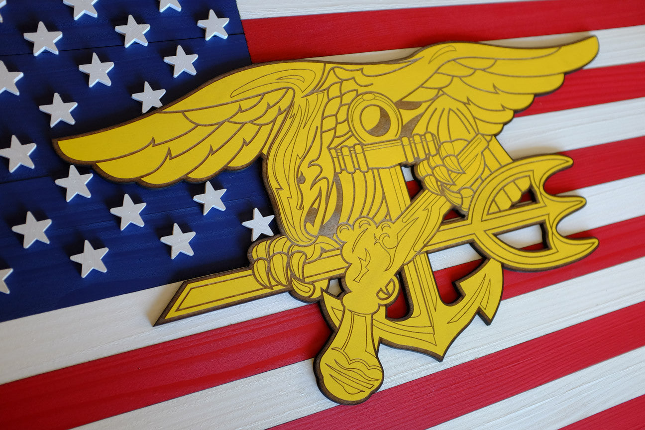 Navy Seals USA Wood Flag