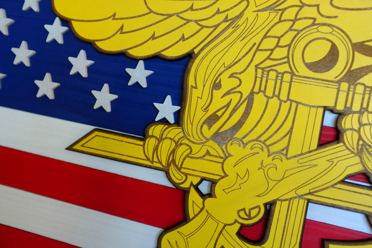 Navy Seals USA Wood Flag