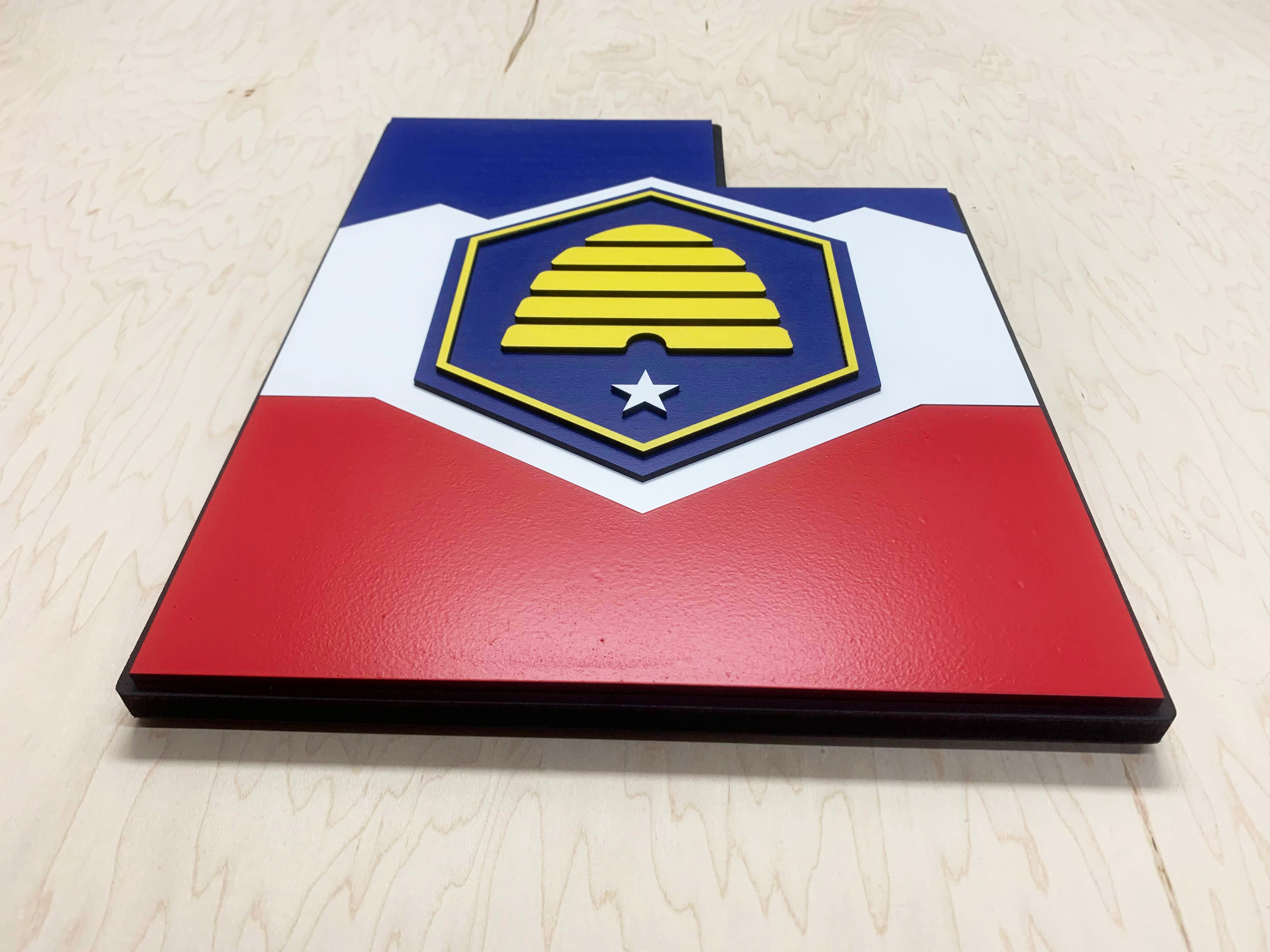 Utah State Shape Wooden Flag by Patriot Wood