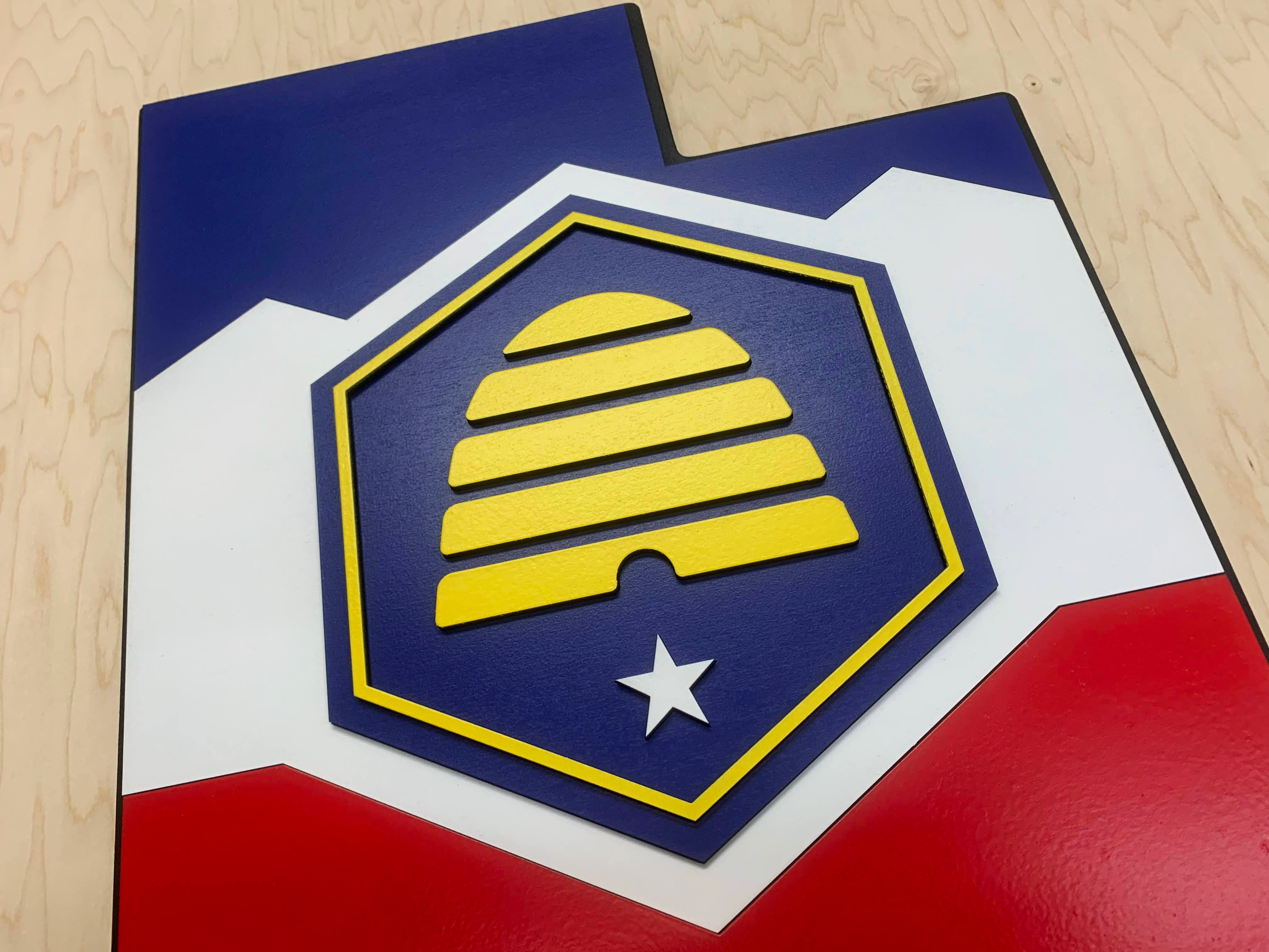Utah State Shape Wooden Flag by Patriot Wood