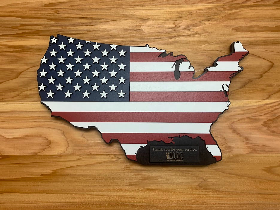 Custom Valor Home USA Wood Flag