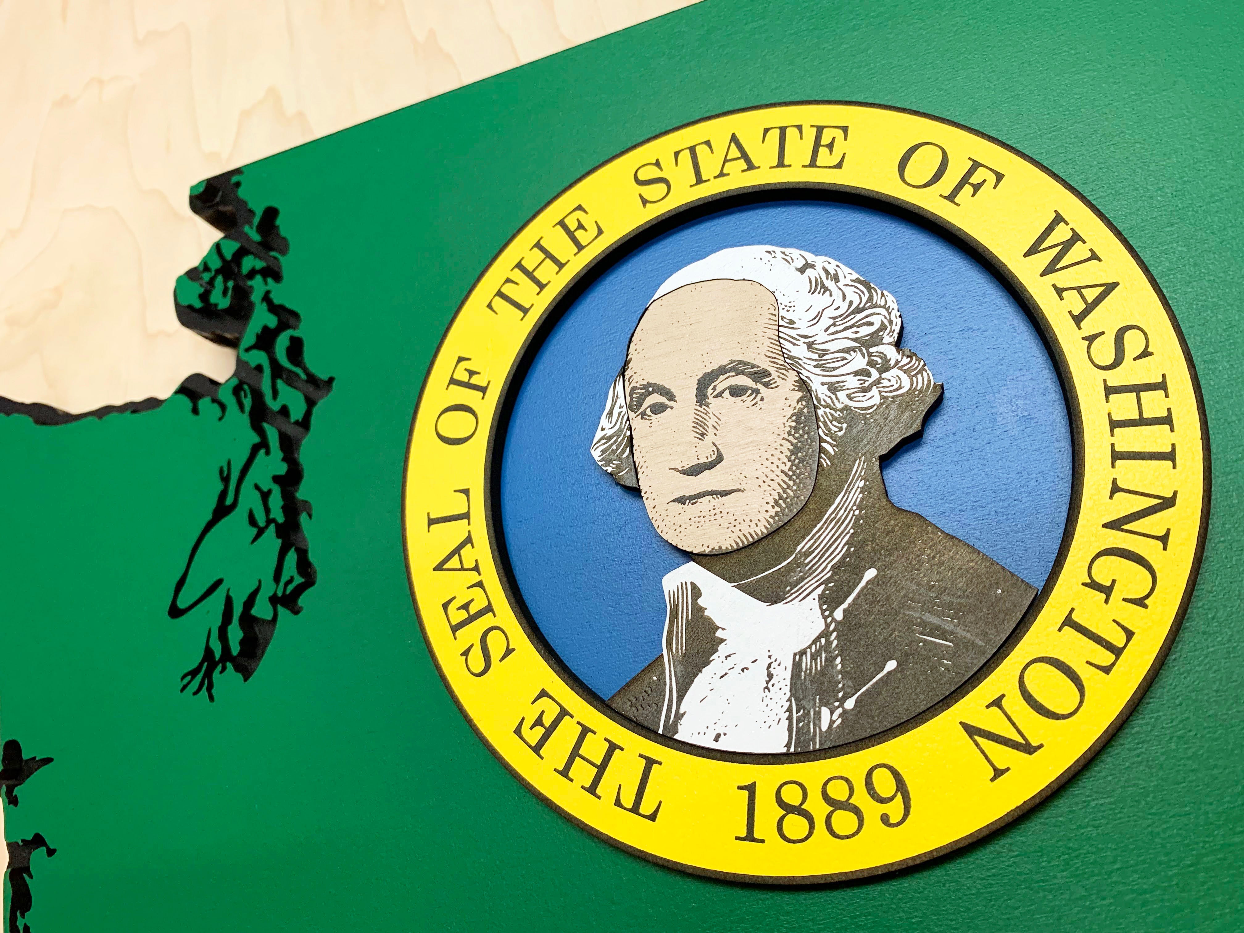 Washington State Shape Wooden Flag by Patriot Wood