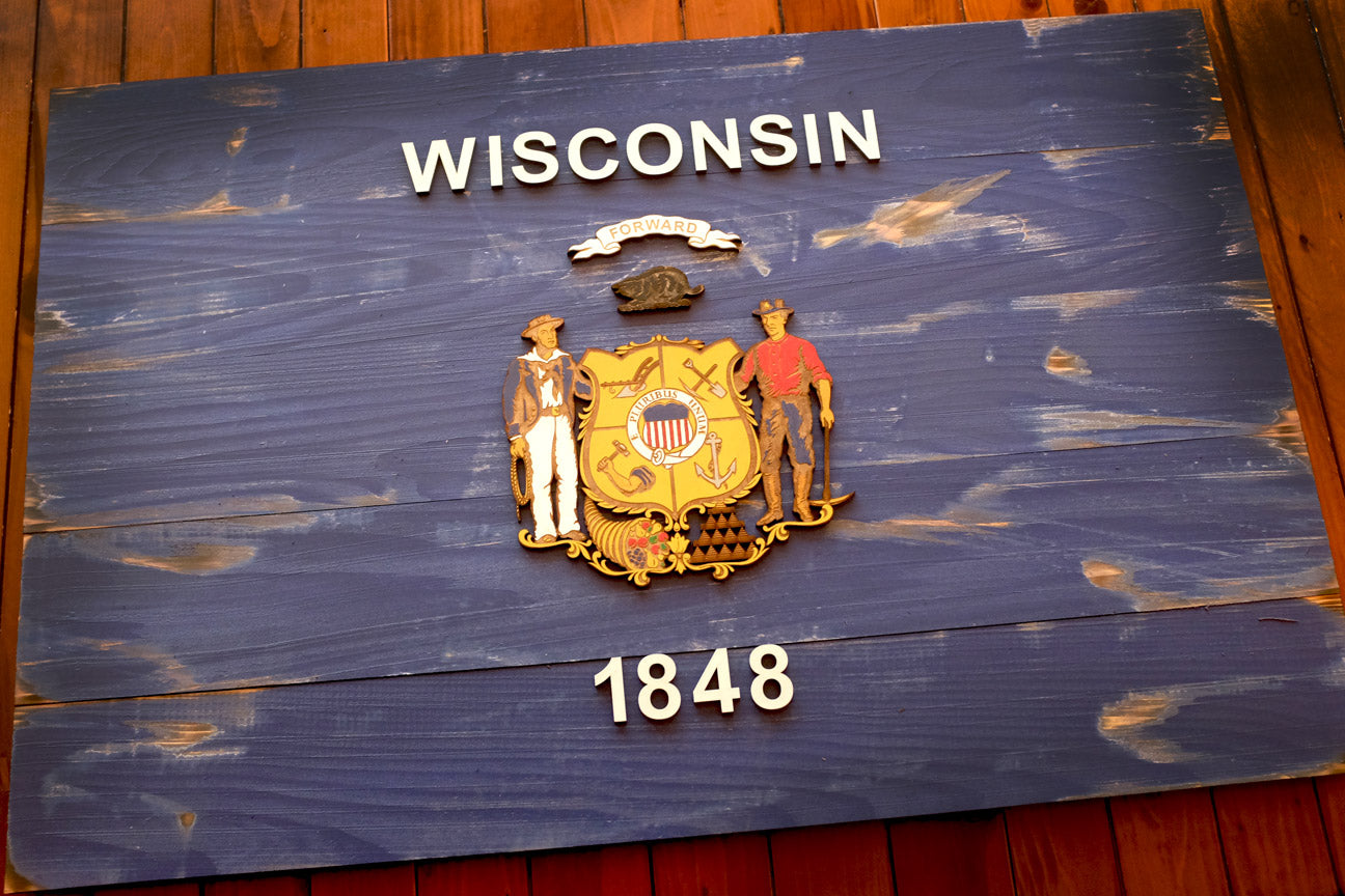 Wisconsin Vintage Wooden Flag by Patriot Wood