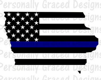 Thin Blue Line Iowa Wood Flag