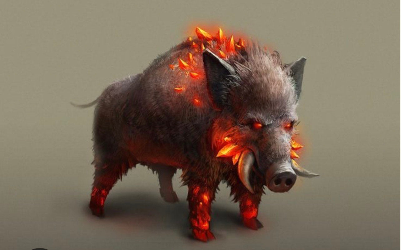 Custom Carnivorous Pigs Wood Mascot