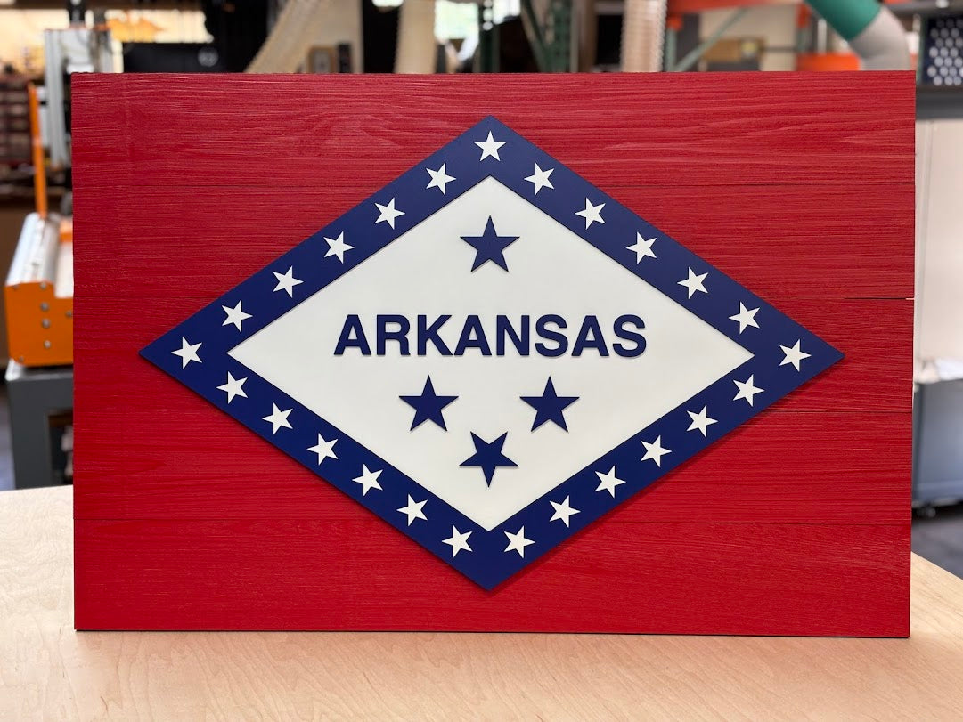 Arkansas Vintage Wood Flag
