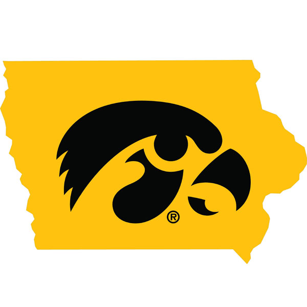 Iowa - Hawkeyes State-Shaped Wood Flag