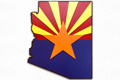 Arizona State Shape Wooden Flag by Patriot Wood