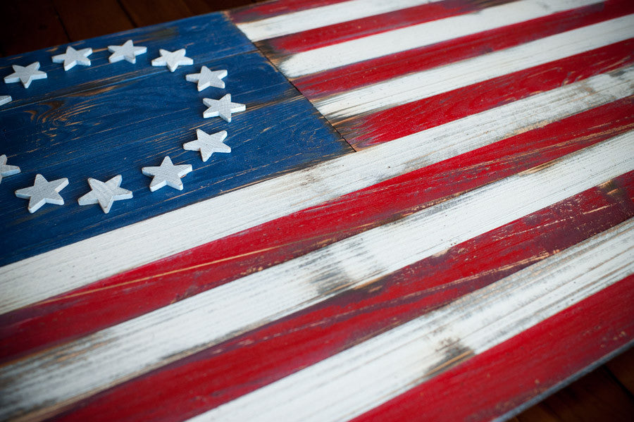 Betsy Ross Vintage Wood Flag