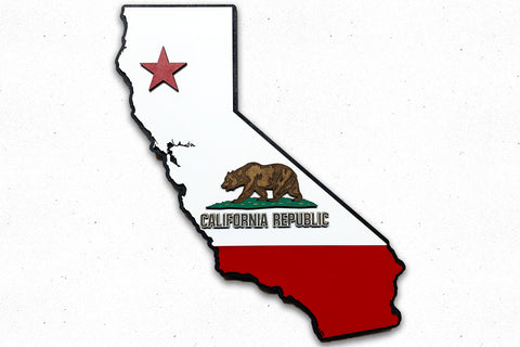 California State Shape Wooden Flag by Patriot Wood