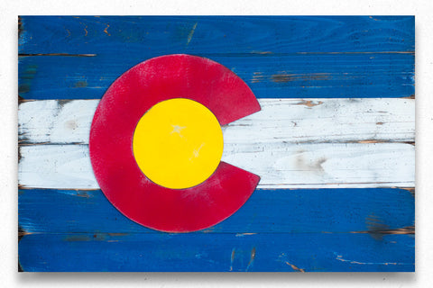 Colorado Vintage Wood Flag