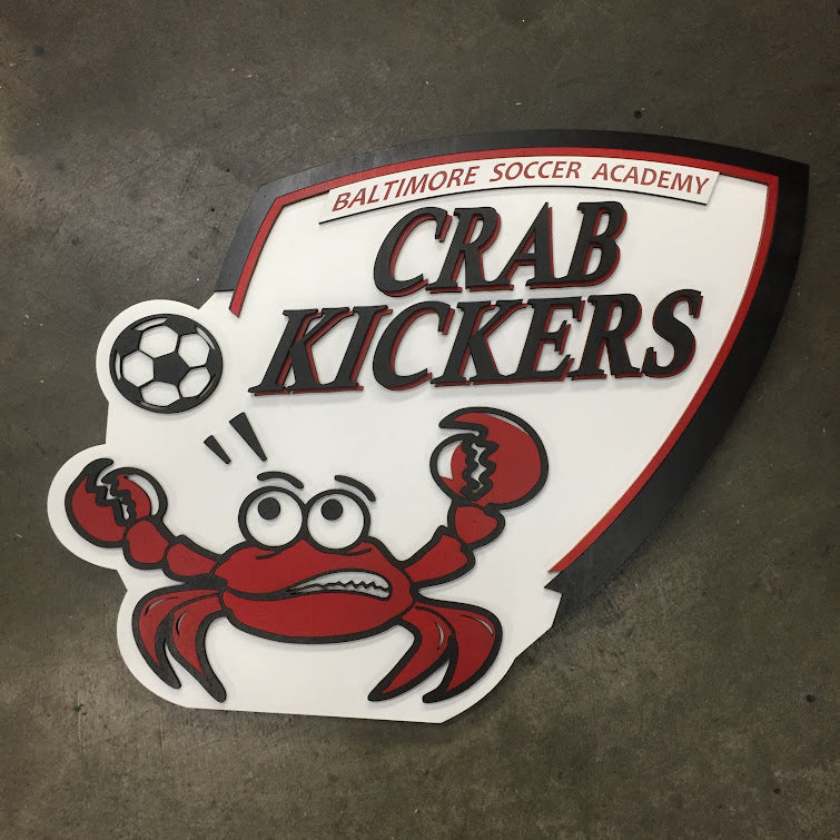 Custom Crab Kickers Wood Logo