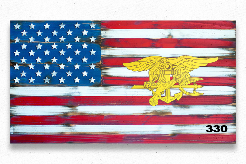 Navy Seals Vintage USA Wood Flag