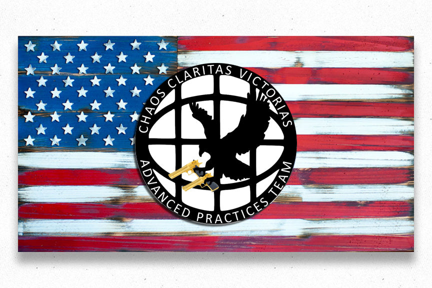 USA Vintage w/Custom AP Logo Wood Flag