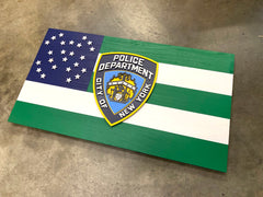 New York City Police Department w/NYPD Shield Wooden Flag