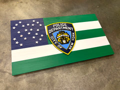 New York City Police Department w/NYPD Shield Wooden Flag