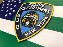 New York City Police Department w/NYPD Shield Wooden Flag