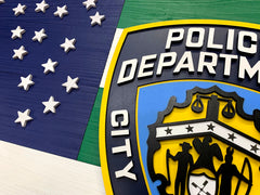 New York City Police Department w/NYPD Shield Wooden Flag