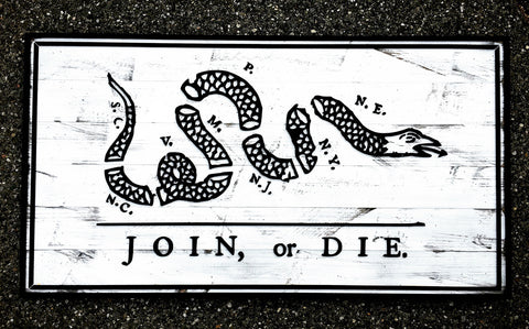 Join Or Die Vintage Wood Flag