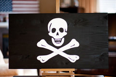 Jolly Roger wood flag, pirate wood wall art by Patriot Wood