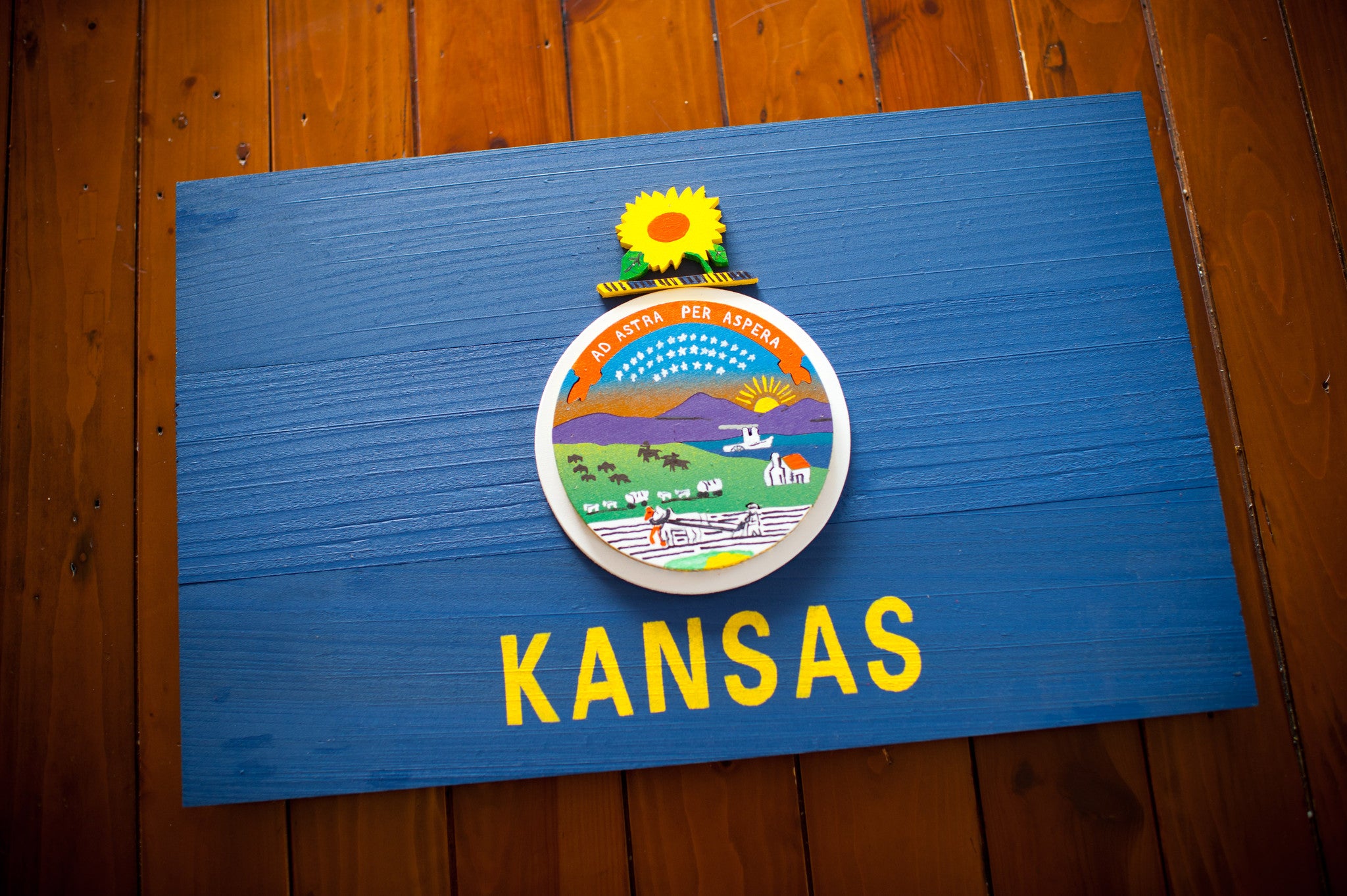 Kansas Wooden Flag by Patriot Wood