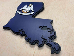 Louisiana State Shape Wooden Flag by Patriot Wood