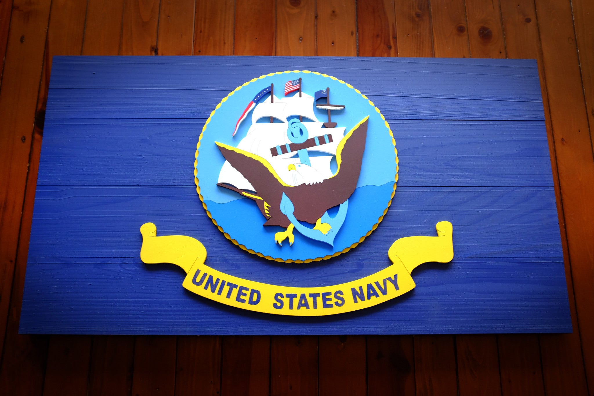 US Navy Wooden Flag by Patriot Wood