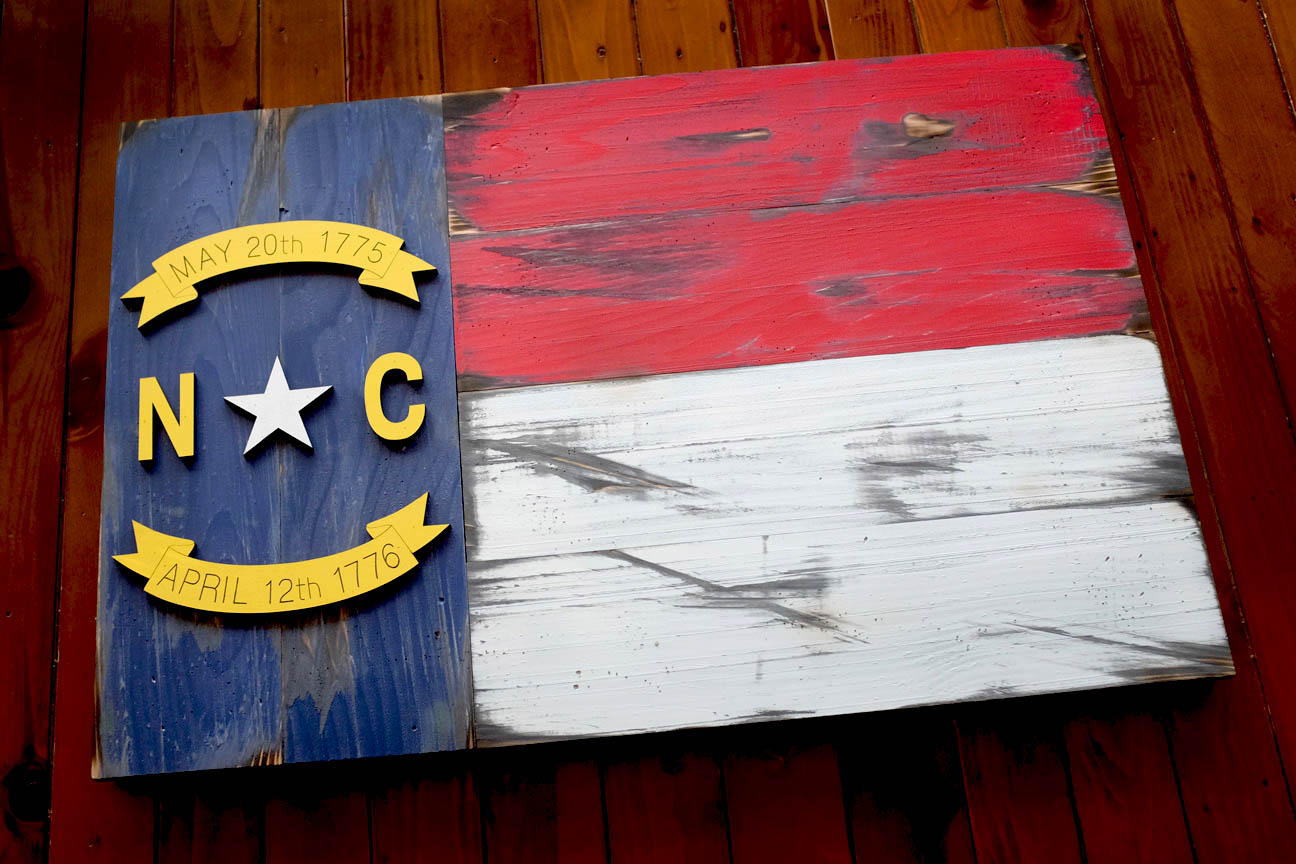North Carolina Vintage Wood Flag