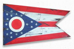 Ohio Wood Flag Vintage finish handmade by Patriot Wood