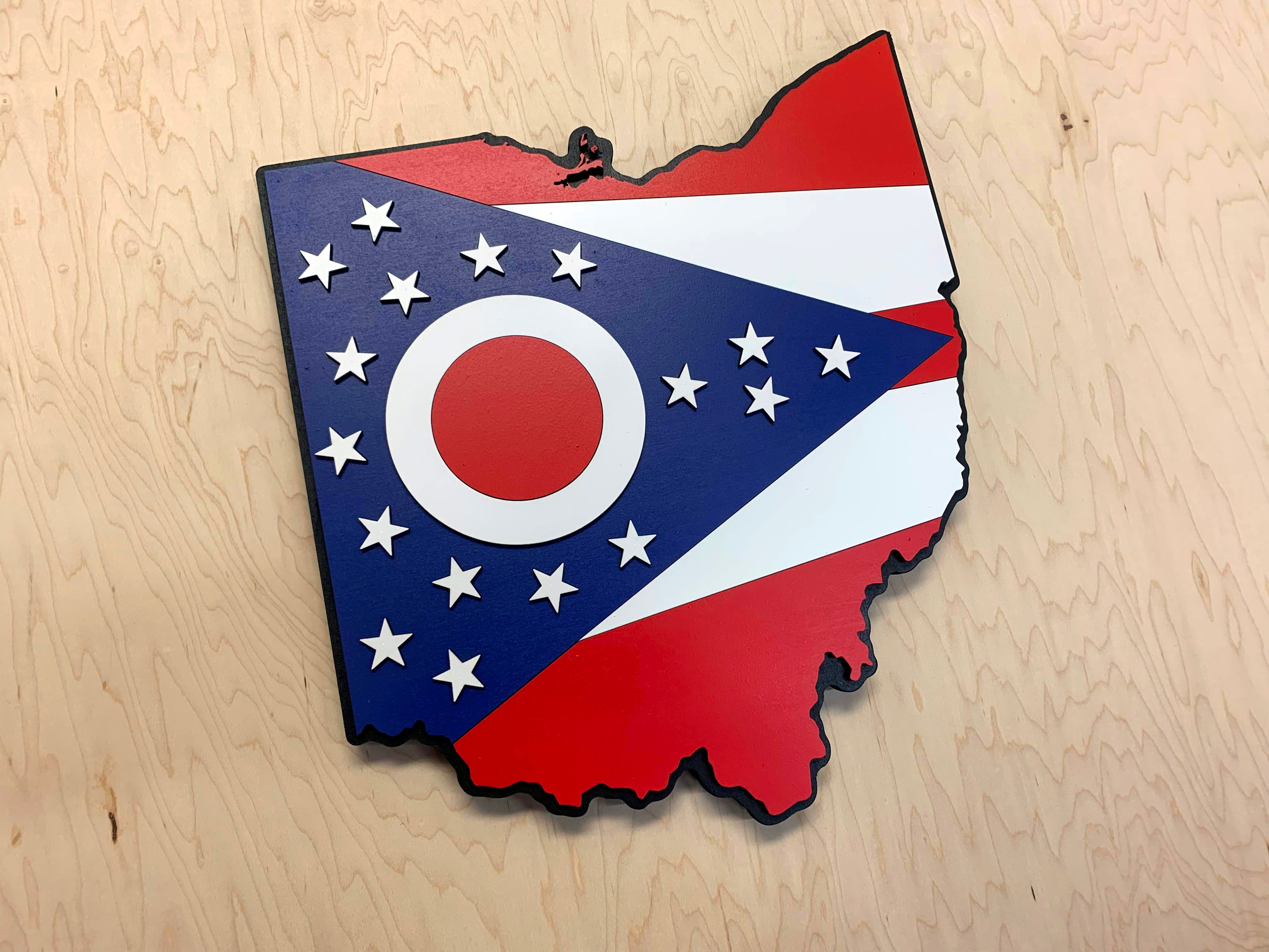 Ohio Shape State Wooden Flag by Patriot Wood