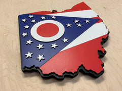 Ohio Shape State Wooden Flag by Patriot Wood