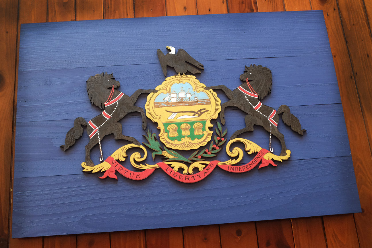 Pennsylvania Wood Flag handmade by Patriot Wood