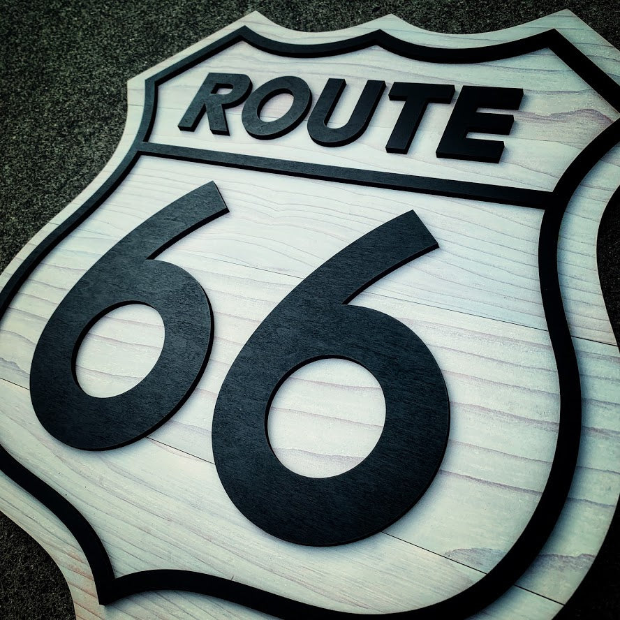 Route 66 Sign Wooden Wall Art by Patriot Wood