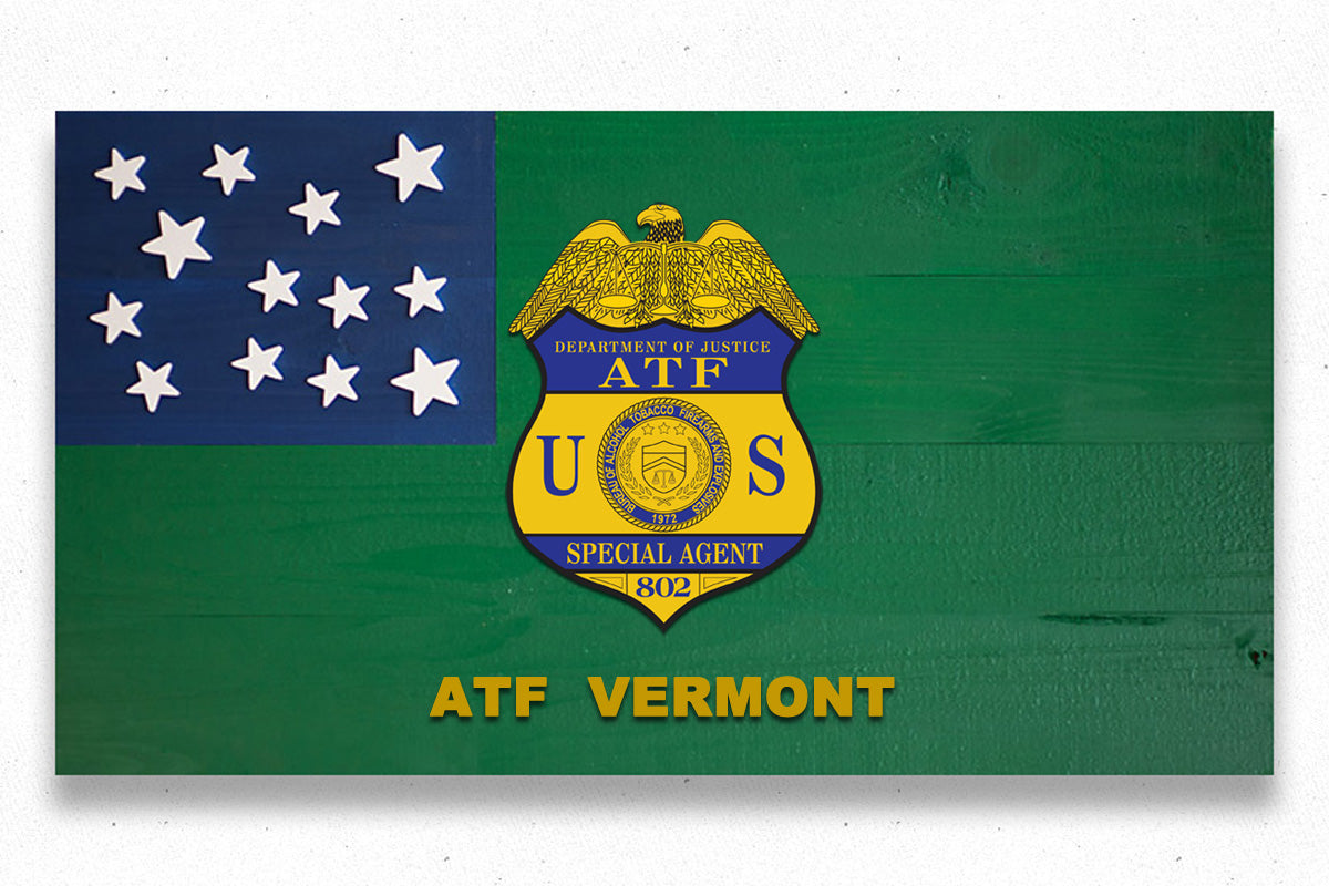 Green Mountain Boys w/Custom Badge Wood Flag