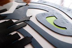 Washington State wooden cutout with Seahawk and Seattle Skyline by Patriot Wood