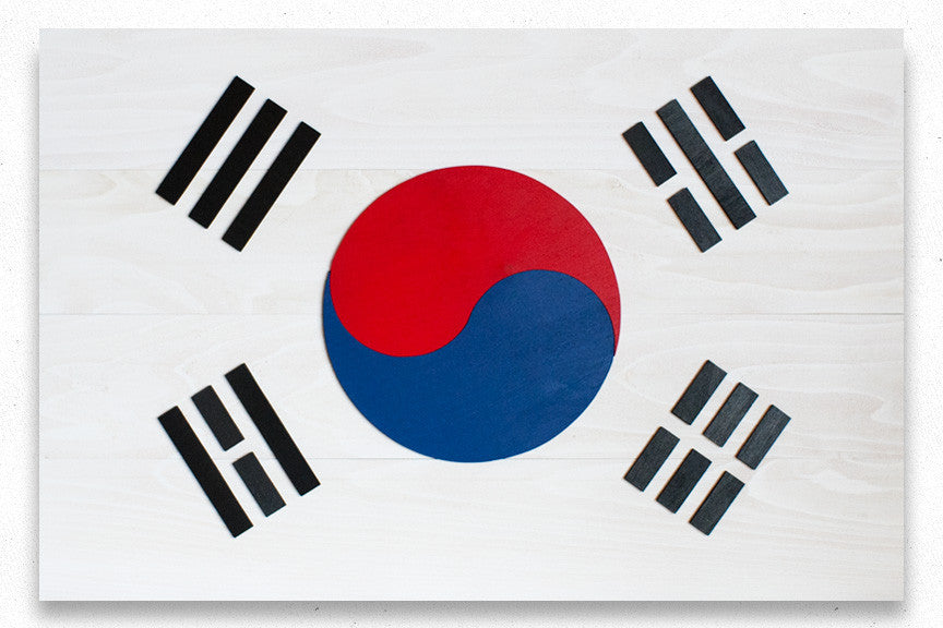 South Korea Wood Flag