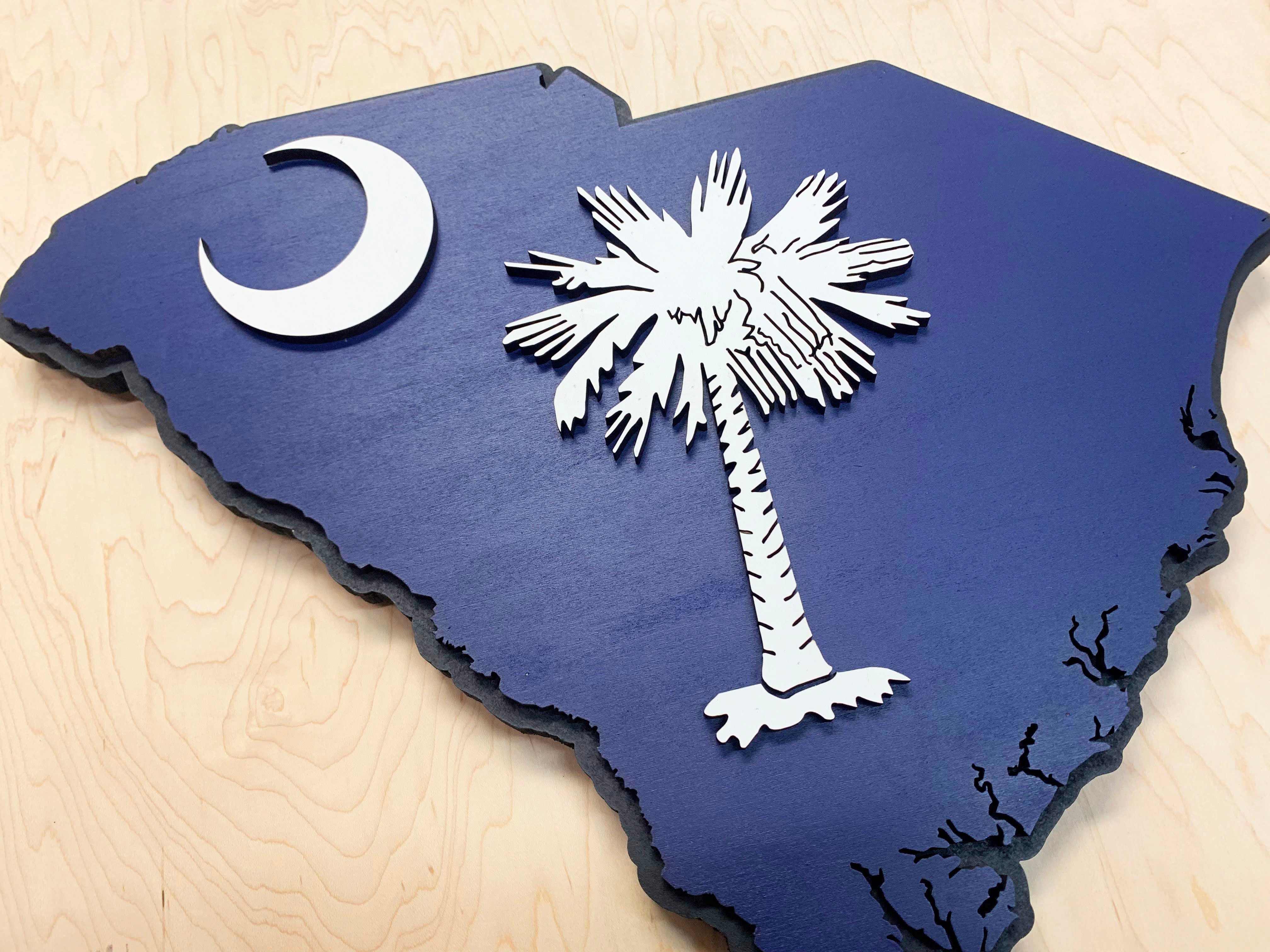 South Carolina State Shape Wooden Flag by Patriot Wood